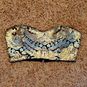 Forever 21 Sequin Bustier Crop Top S